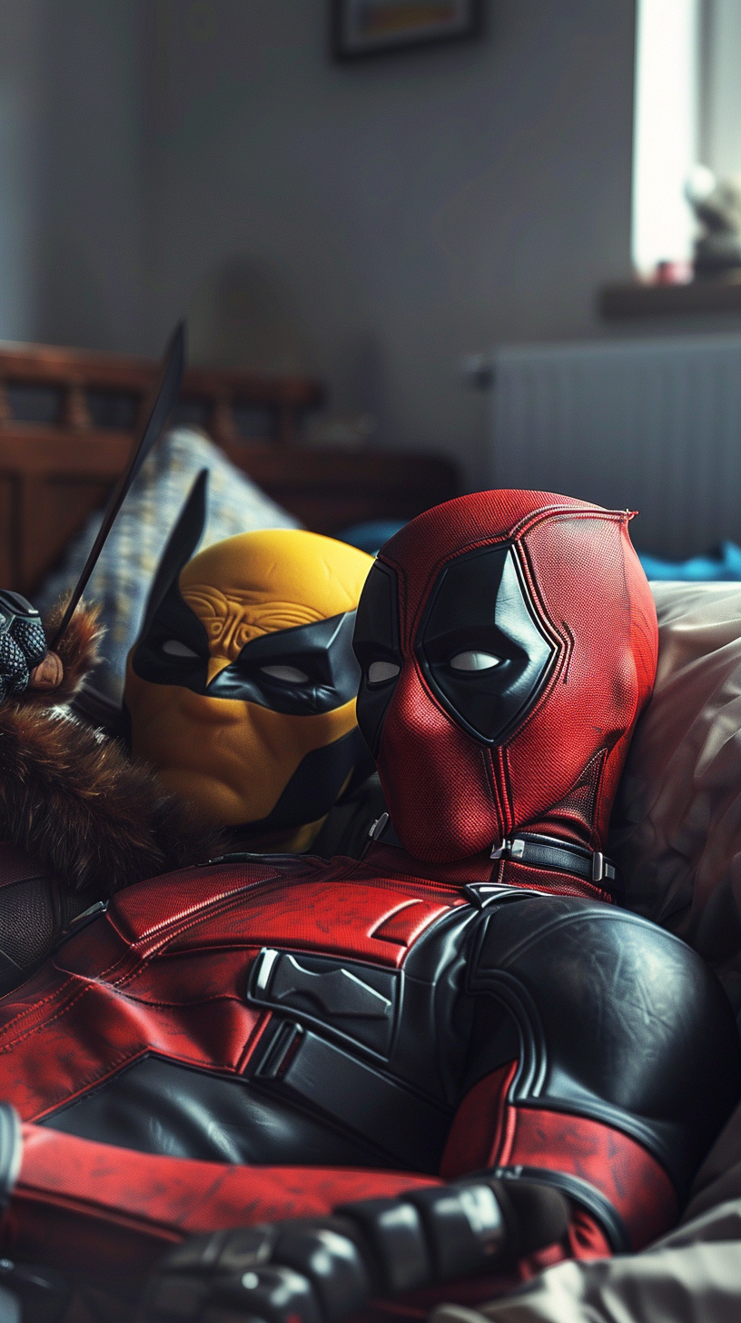 Deadpool and Wolverine Playful Bed Photoshoot 