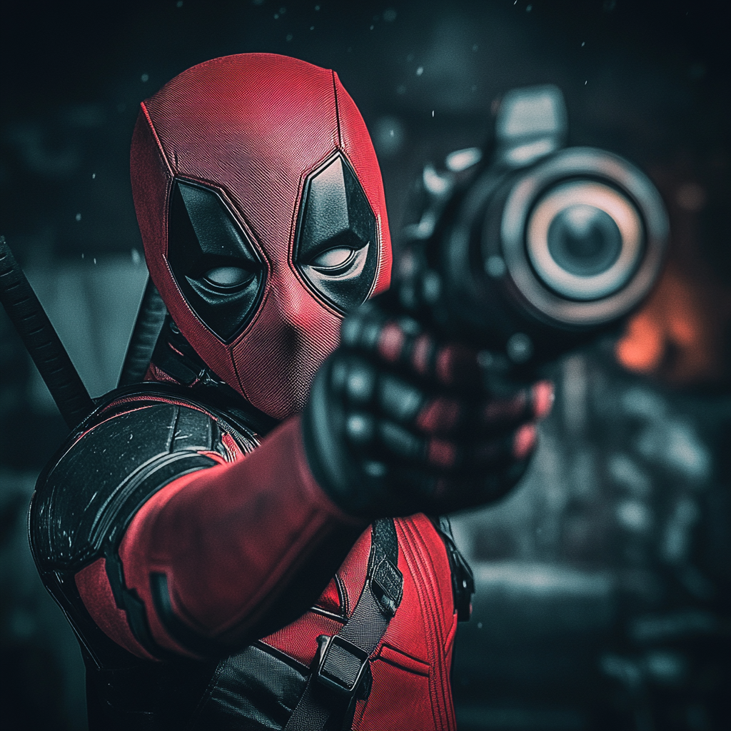 Deadpool apontando arma em papel de parede