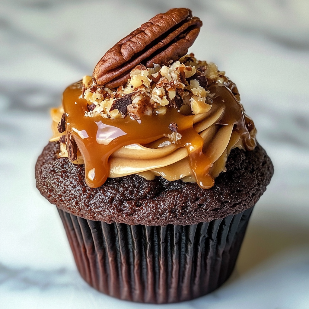 Decadent German Chocolate Cupcake with Rich Layers