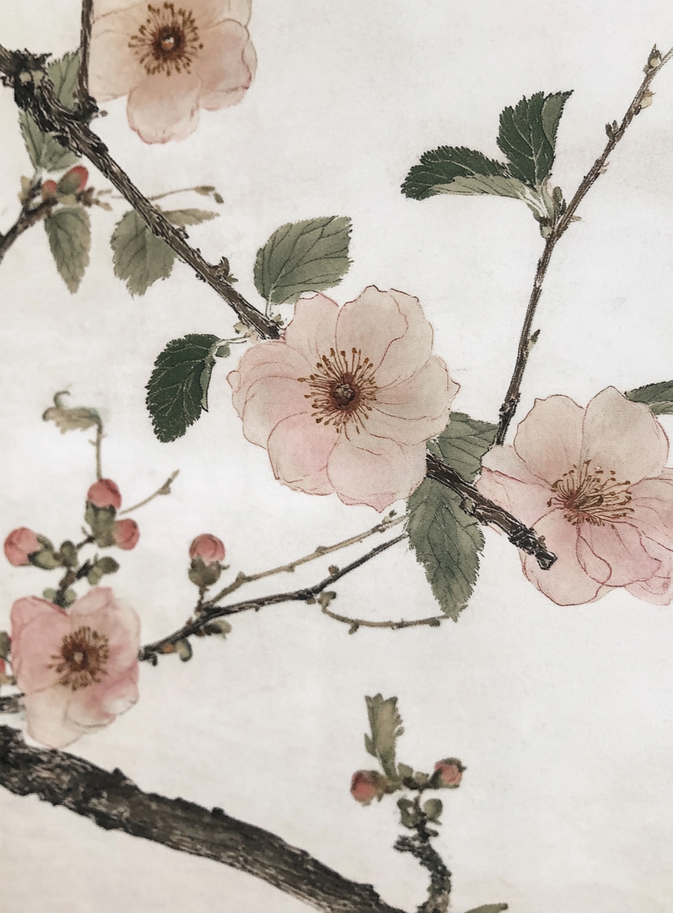 Delicate plum flower painting in traditional Chinese style