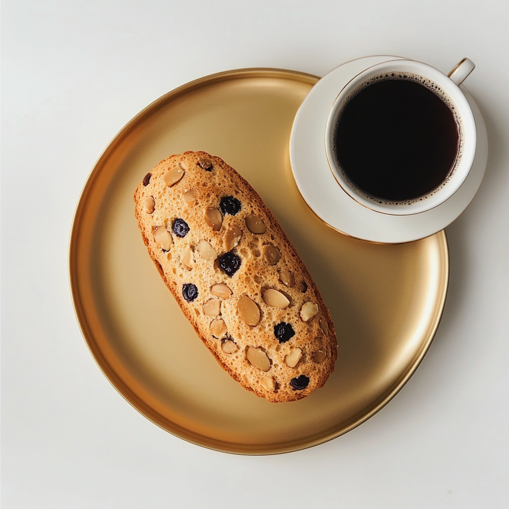 Delicious Almond Cake and Espresso on White Background