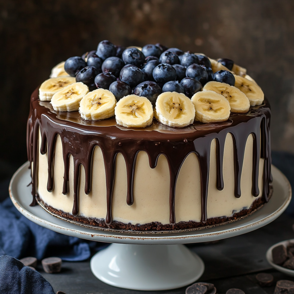 Delicious Banana Chocolate Cake with American Flag Garnish 