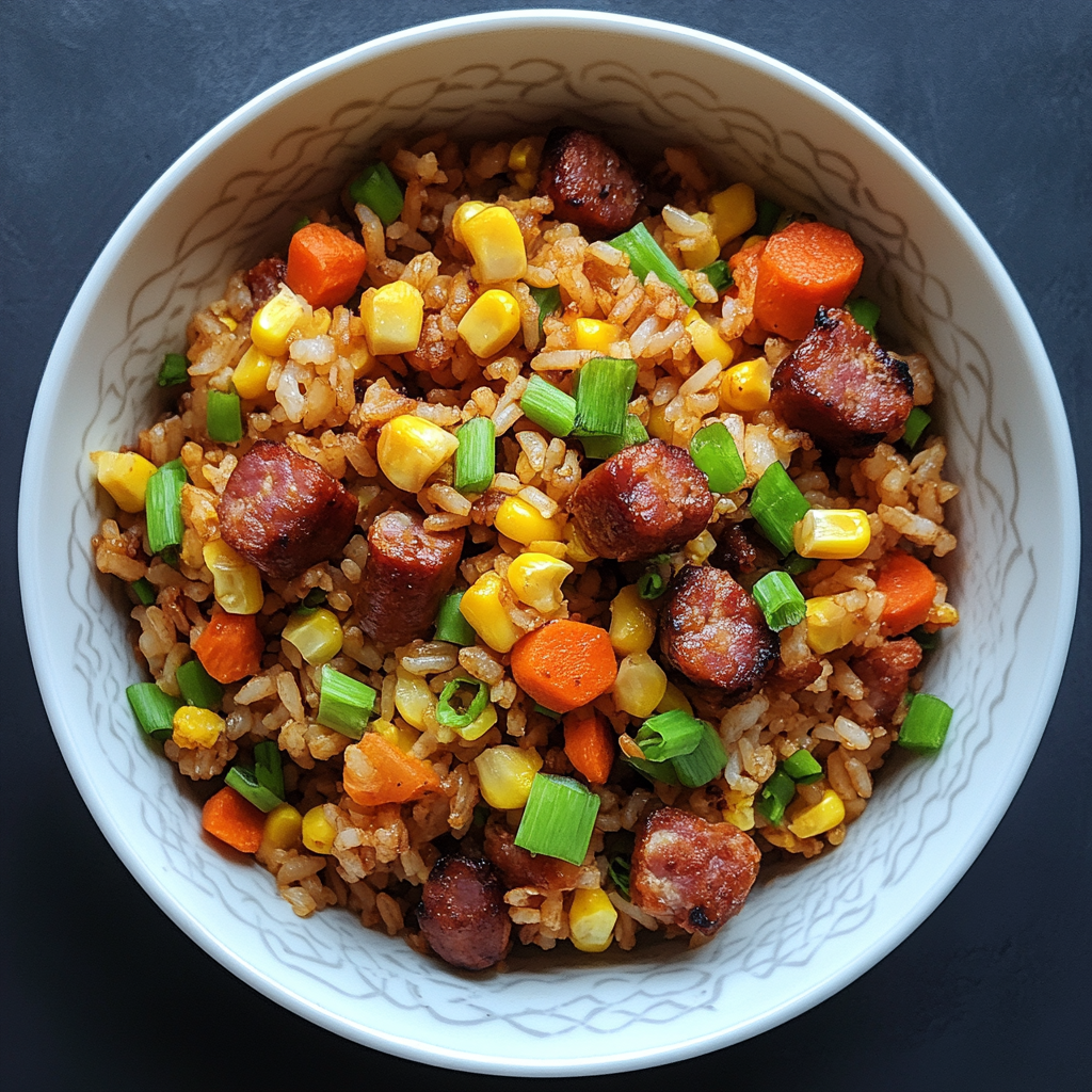 Delicious Fried Rice with Colorful Fluffy Ingredients