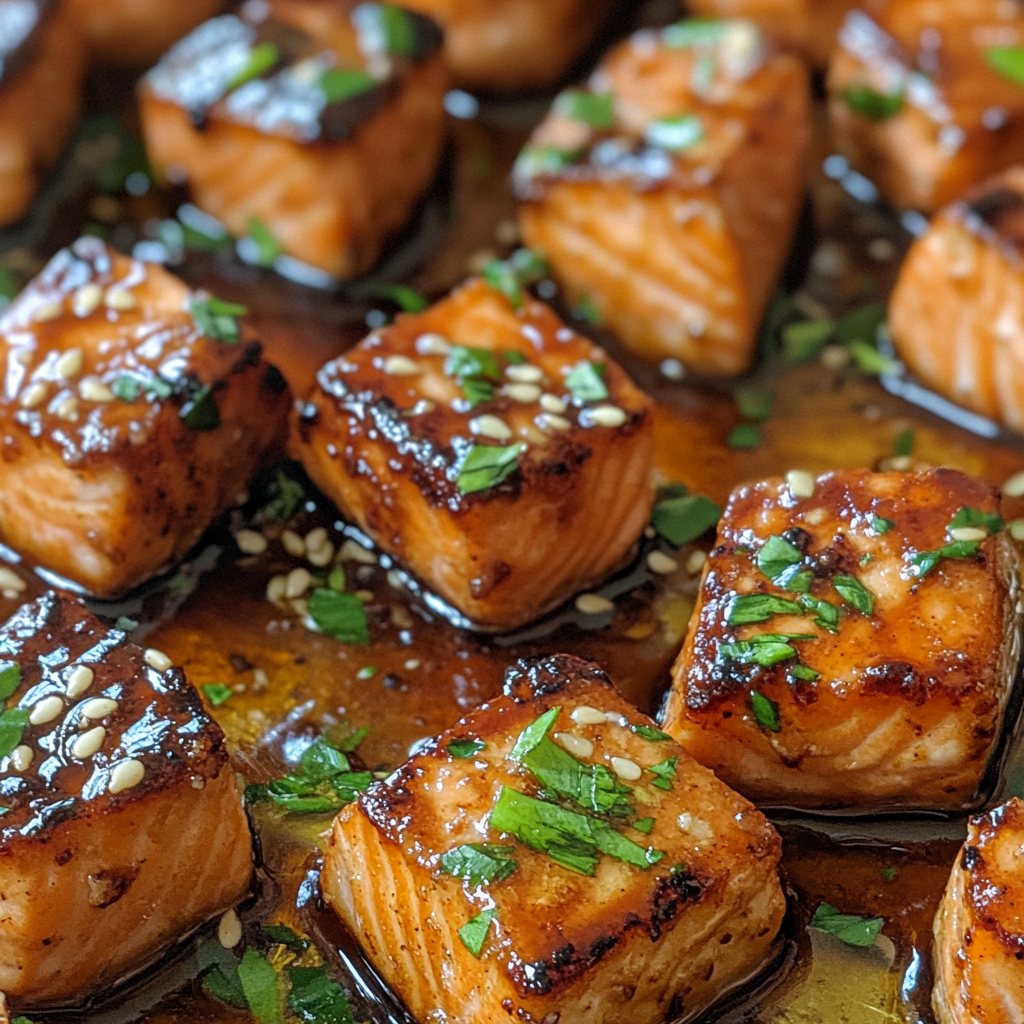 Delicious Honey Butter Garlic Glazed Salmon Bites