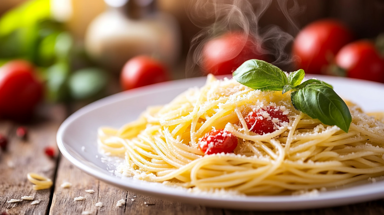 Delicious Italian Spaghetti Plate at Restaurant - 16:9 