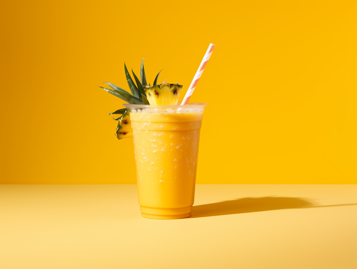 A delicious mango, pineapple, and orange smoothie