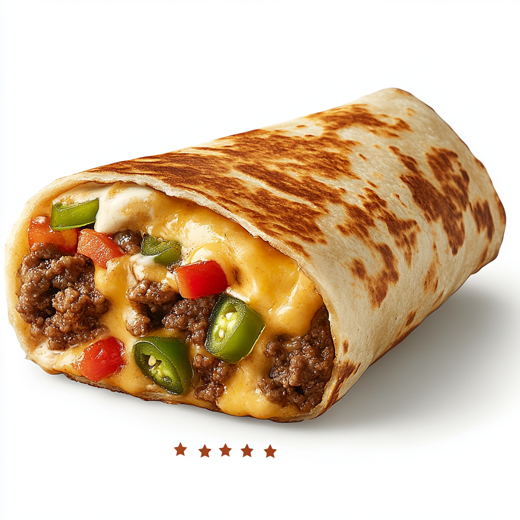 Delicious Nacho Cheese Beef Wrap with Ingredients