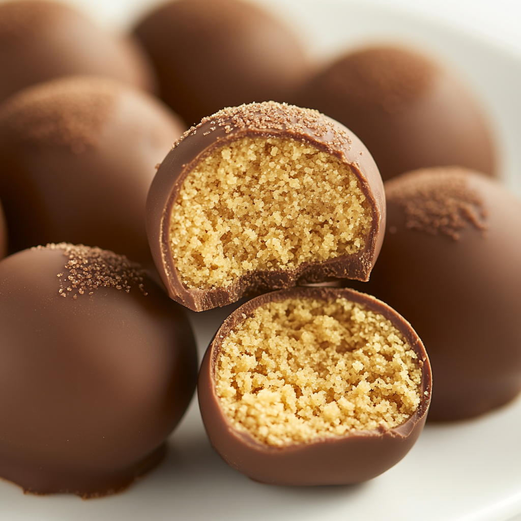 Delicious Peanut Butter Truffles on White Plate