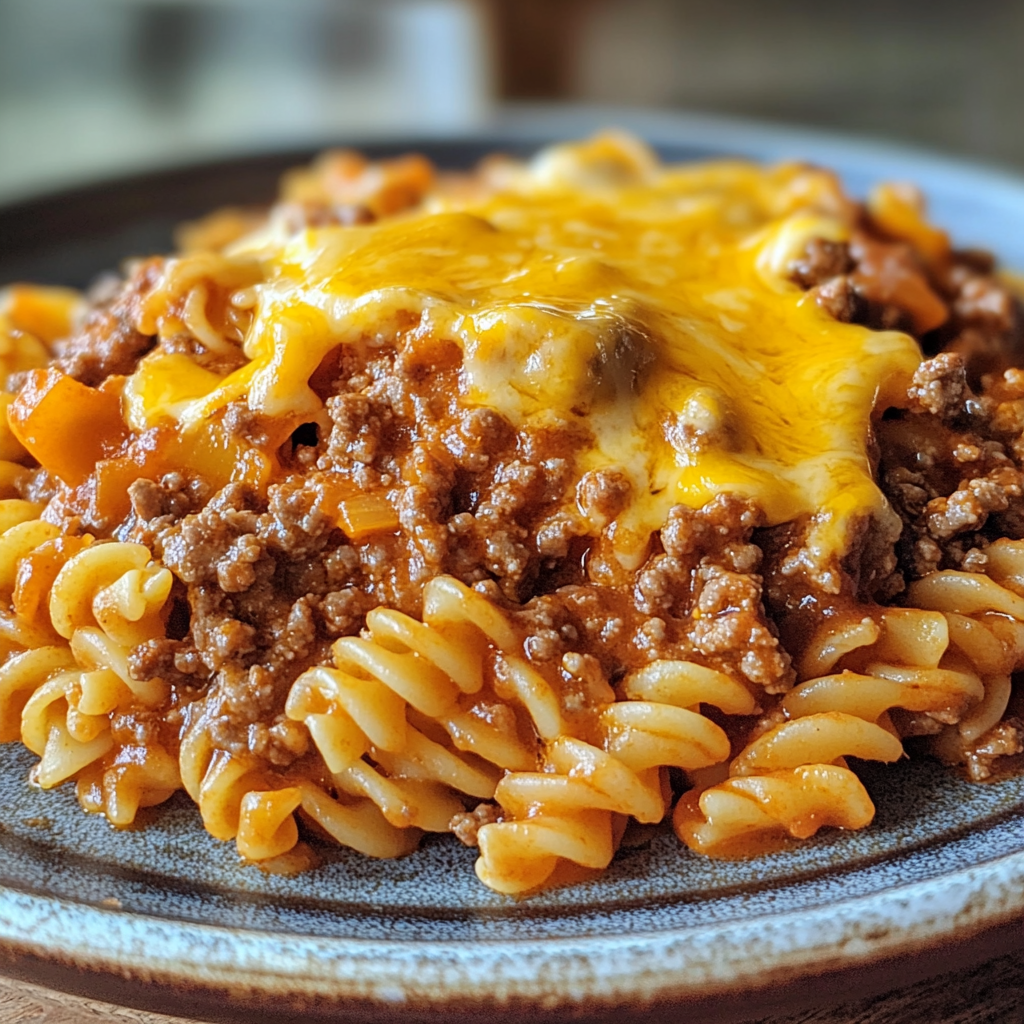 Delicious Rotini Pasta with Savory Beef Sauce