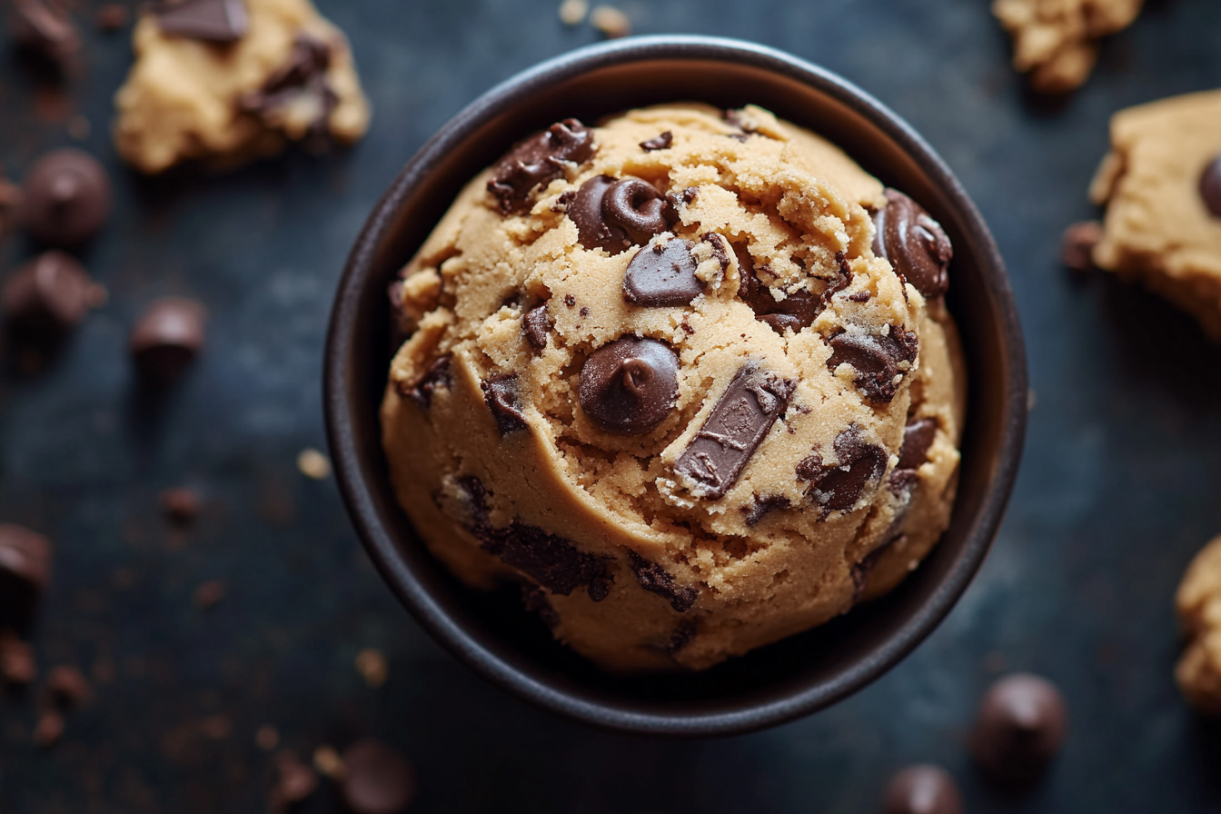 Delicious cookie dough with luxurious, tempting lighting.