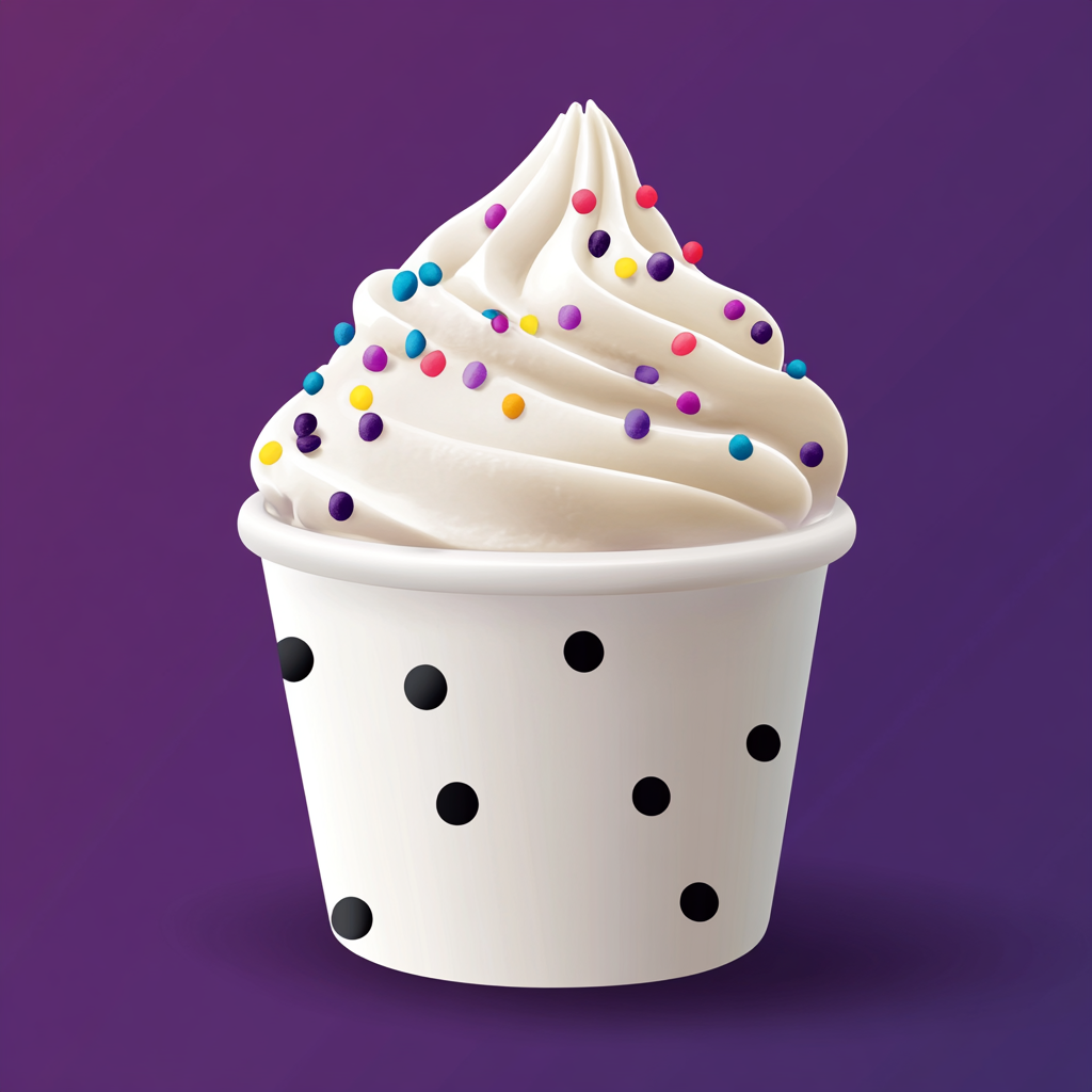 Delicious vanilla frozen yogurt with colorful sprinkles on cup