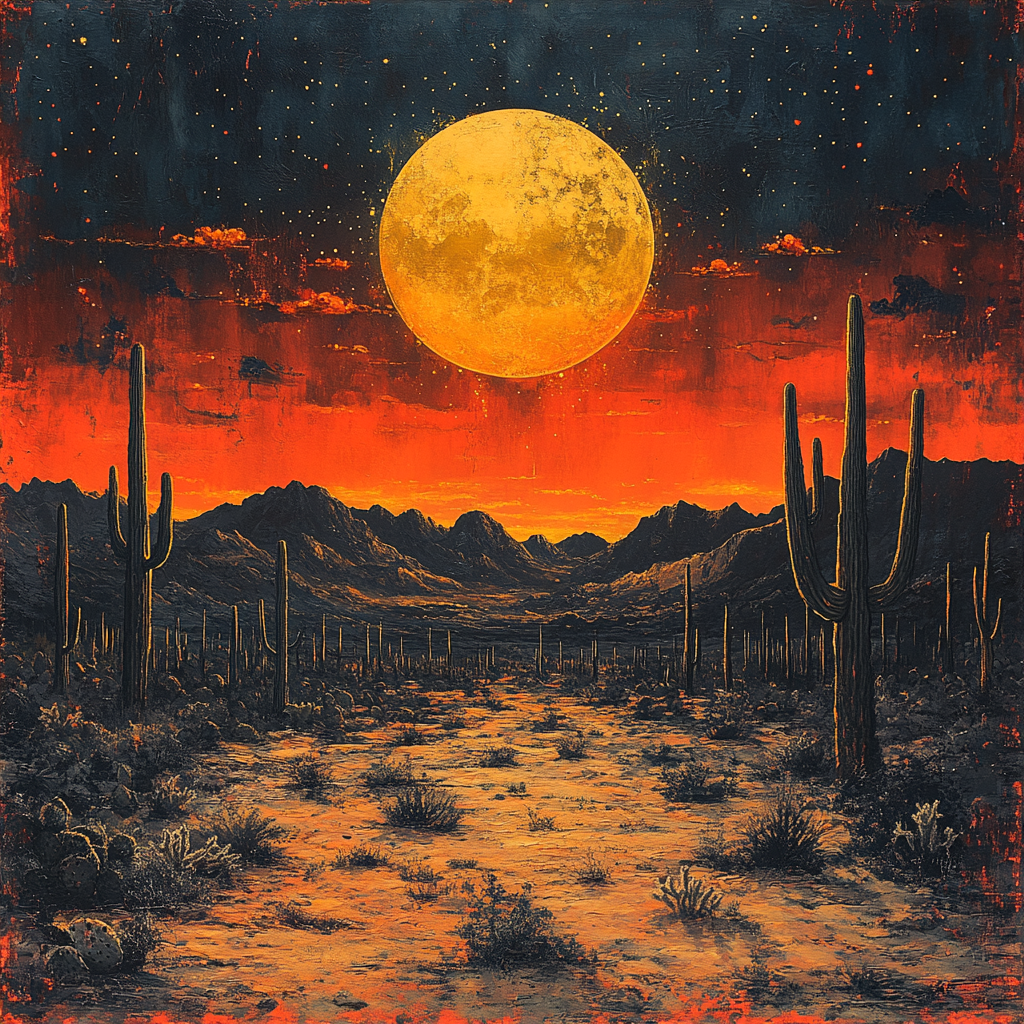 Desert breeze whispers truth, artistic, dramatic cover artwork