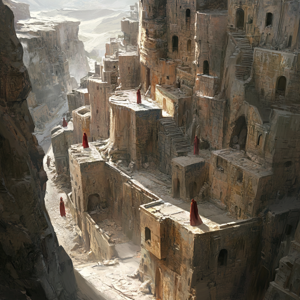 Desert city built on ancient tombs with mummified bodies.