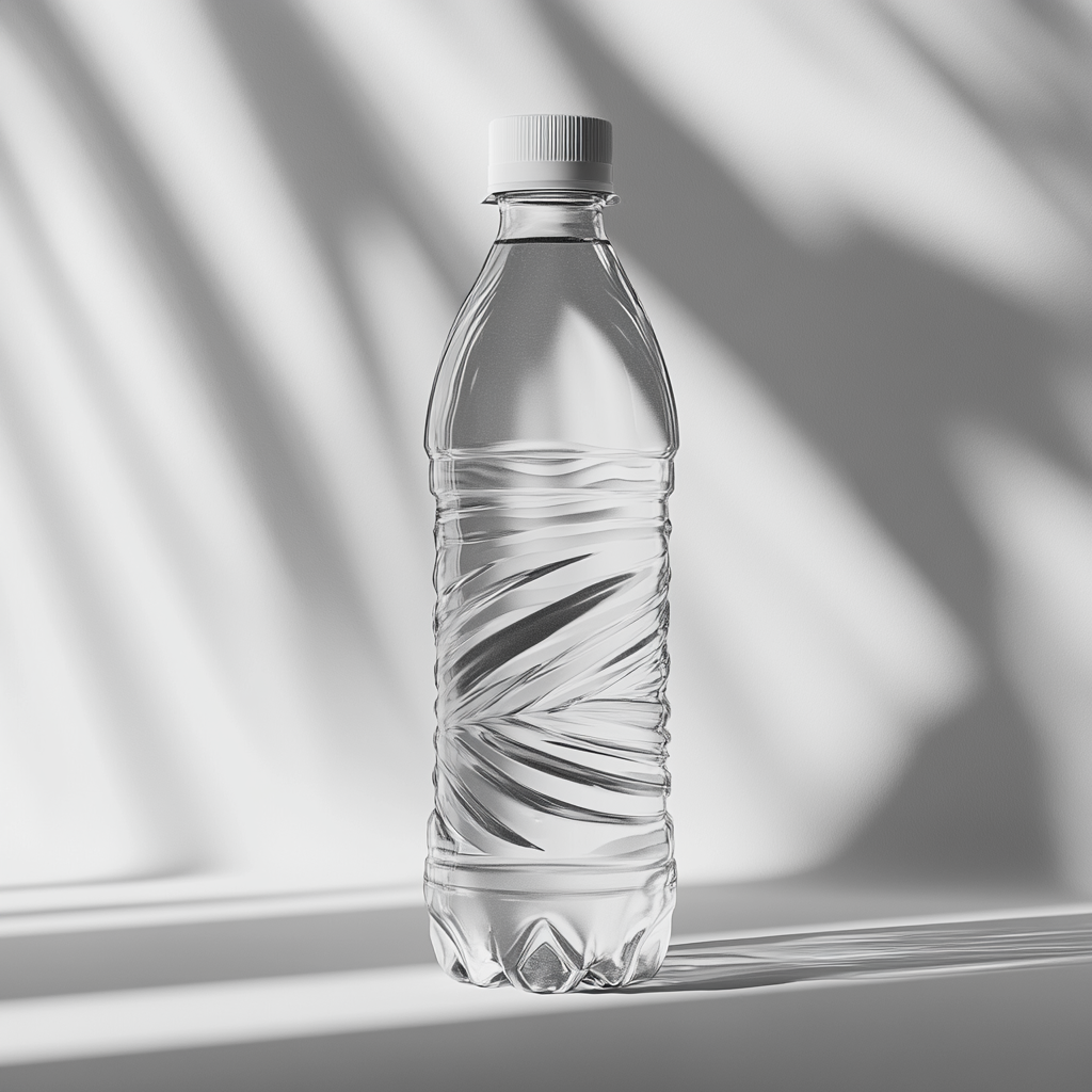 Design minimalist plastic water bottle with modern style.