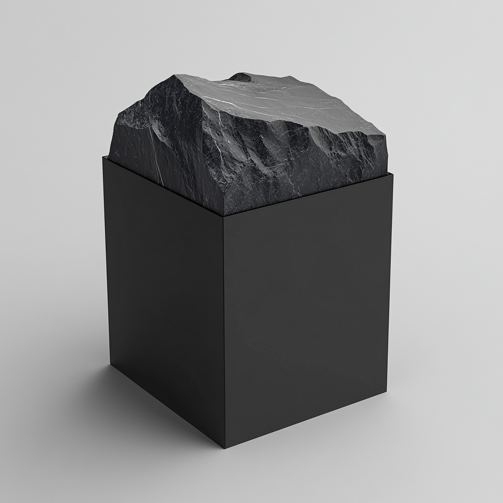 Design minimalist product box with mountain top design. Grey/black.