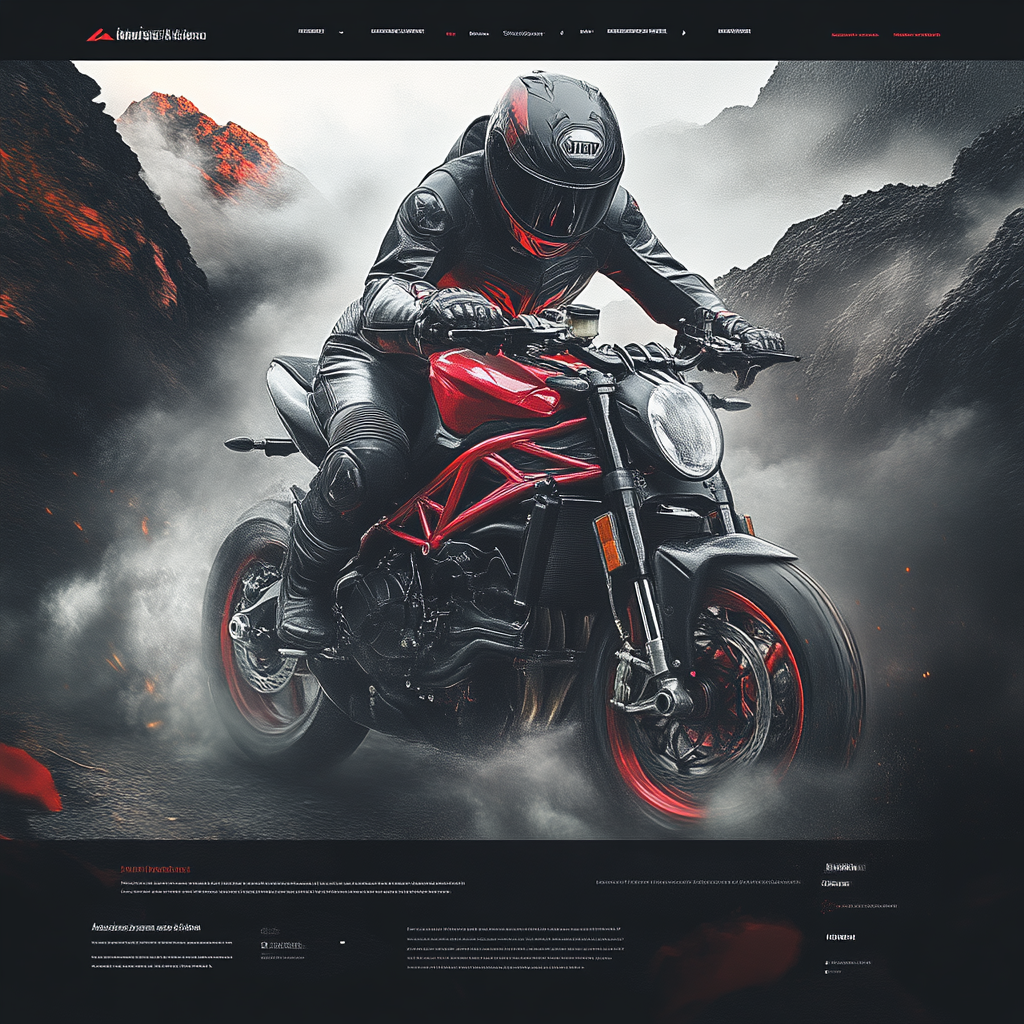 Design modern, sporty landing page for motorcycle company.