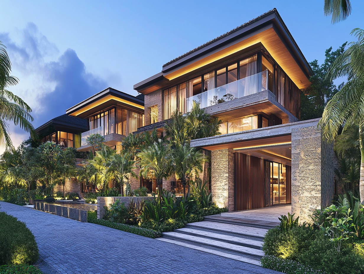 Design of Modern Balinese Retail Building with Luxury Restaurant