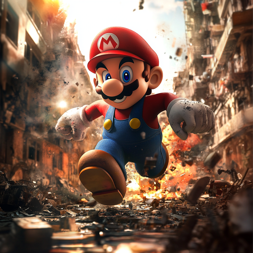 Detailed 3D Super Mario In Action Background