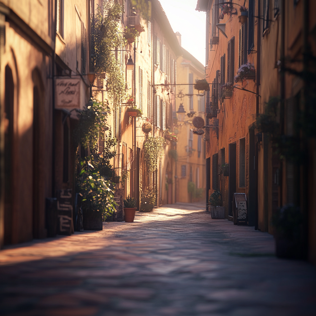 Detailed Lucca Italy view with soft lighting, beautiful colors.