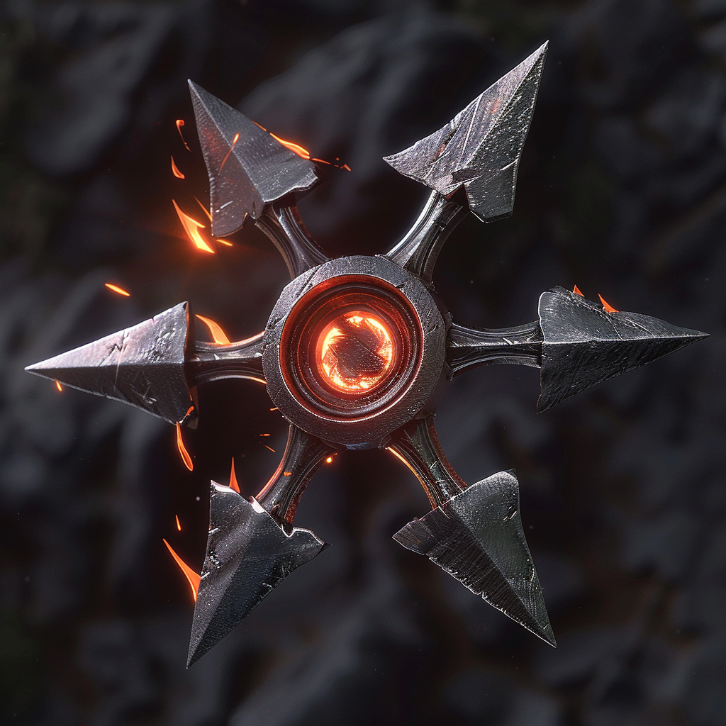 Detailed image of 'Power' shuriken with glowing aura.