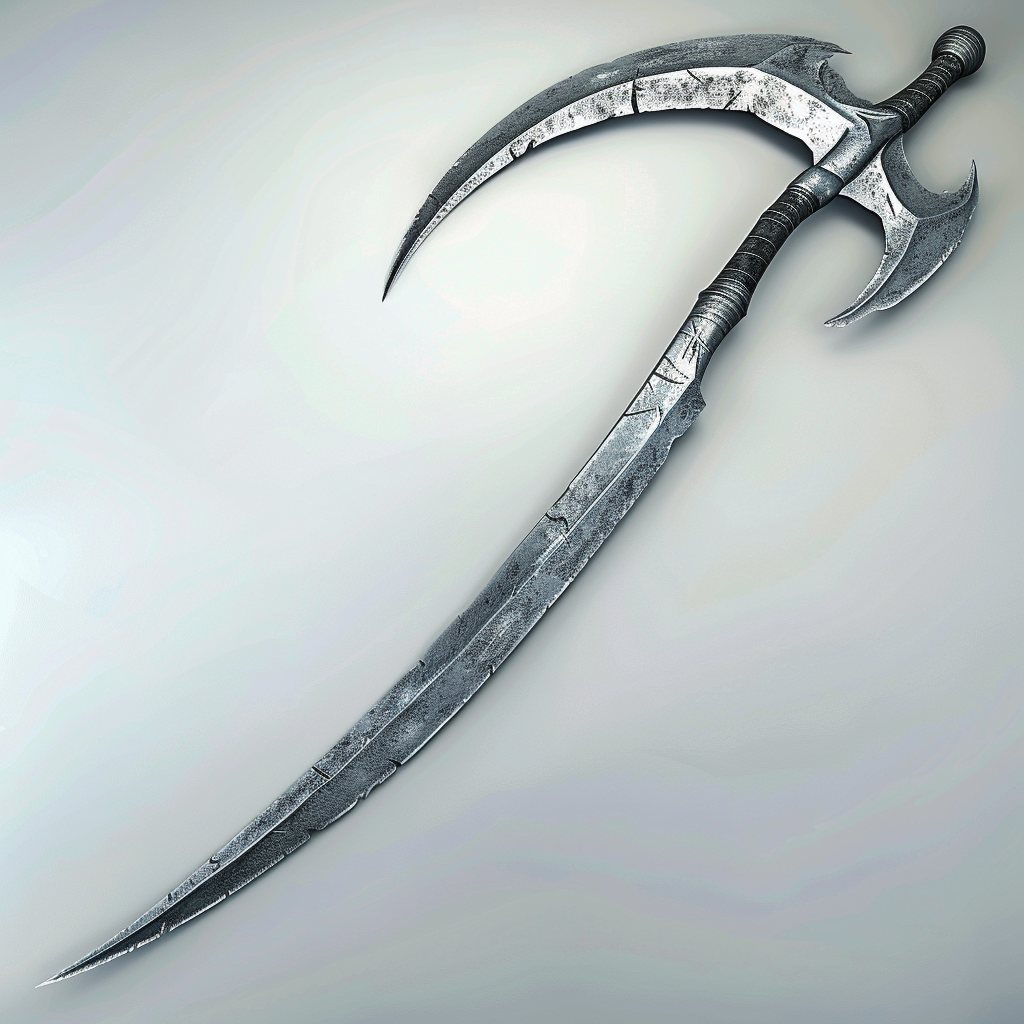 Detailed image of sleek, lethal scythe with precision.