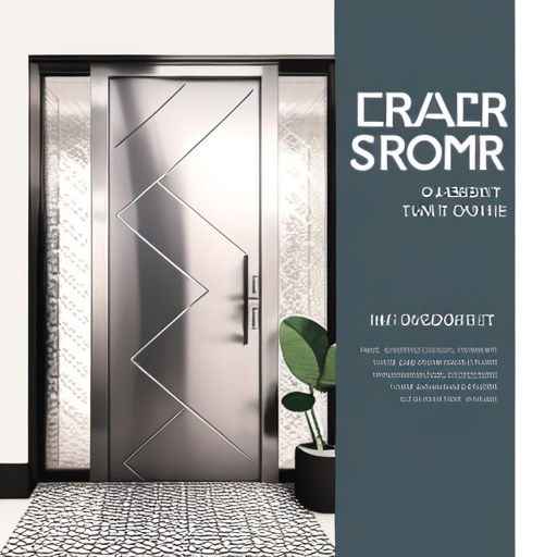 Detailed poster of modern steel door, sleek design.