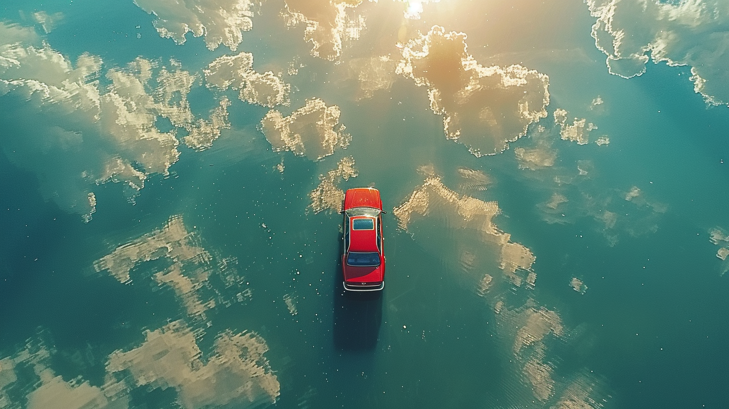 Detailed realistic aerial shot of car windscreen.