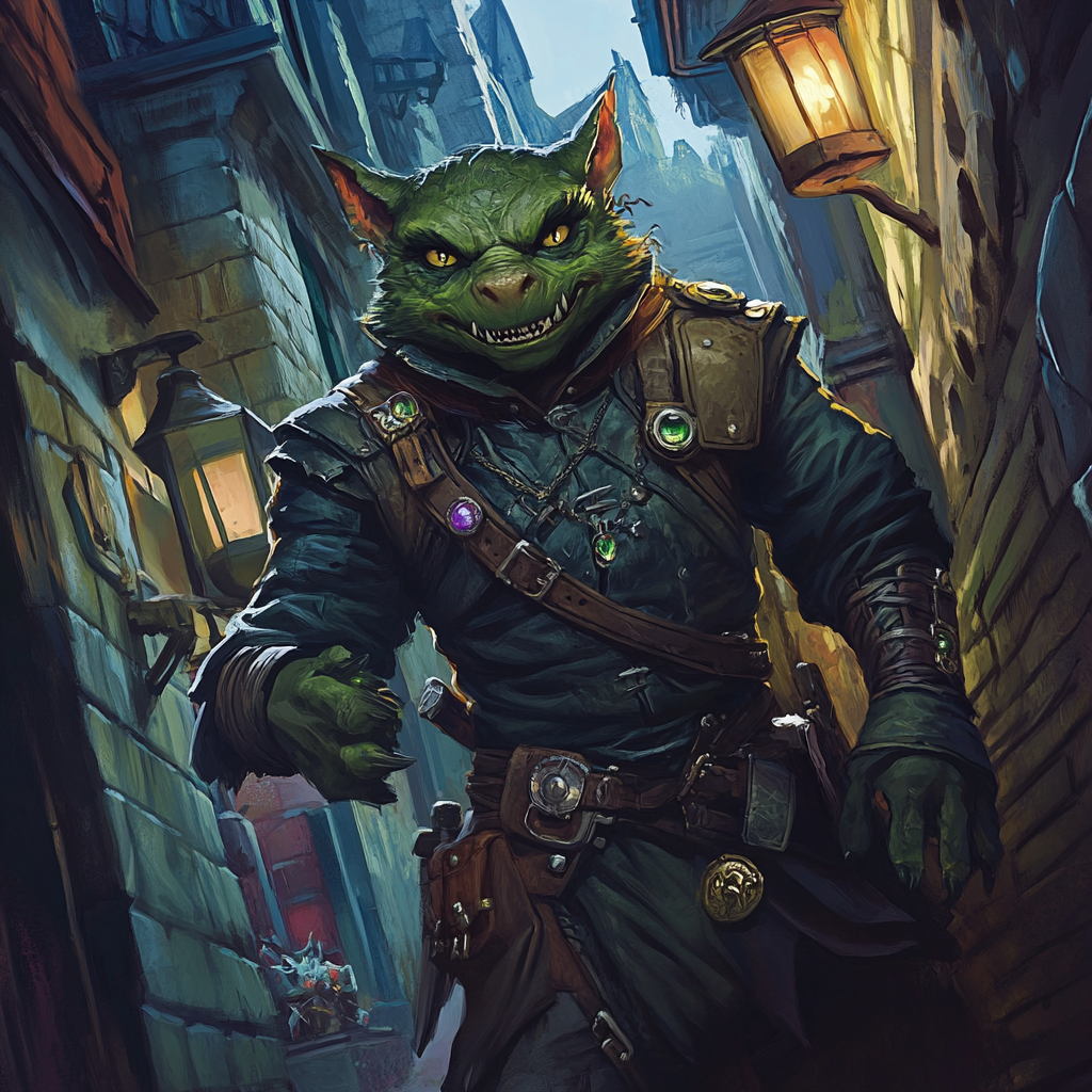 Devious Fleeb in Medieval Town Alley: Danger Lurks