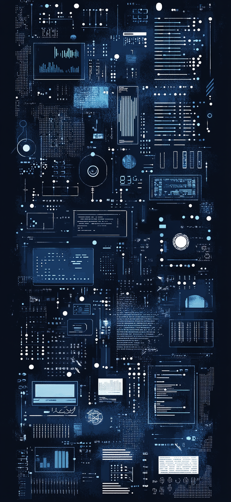 Digital Art with Dark Blue Background and Elements