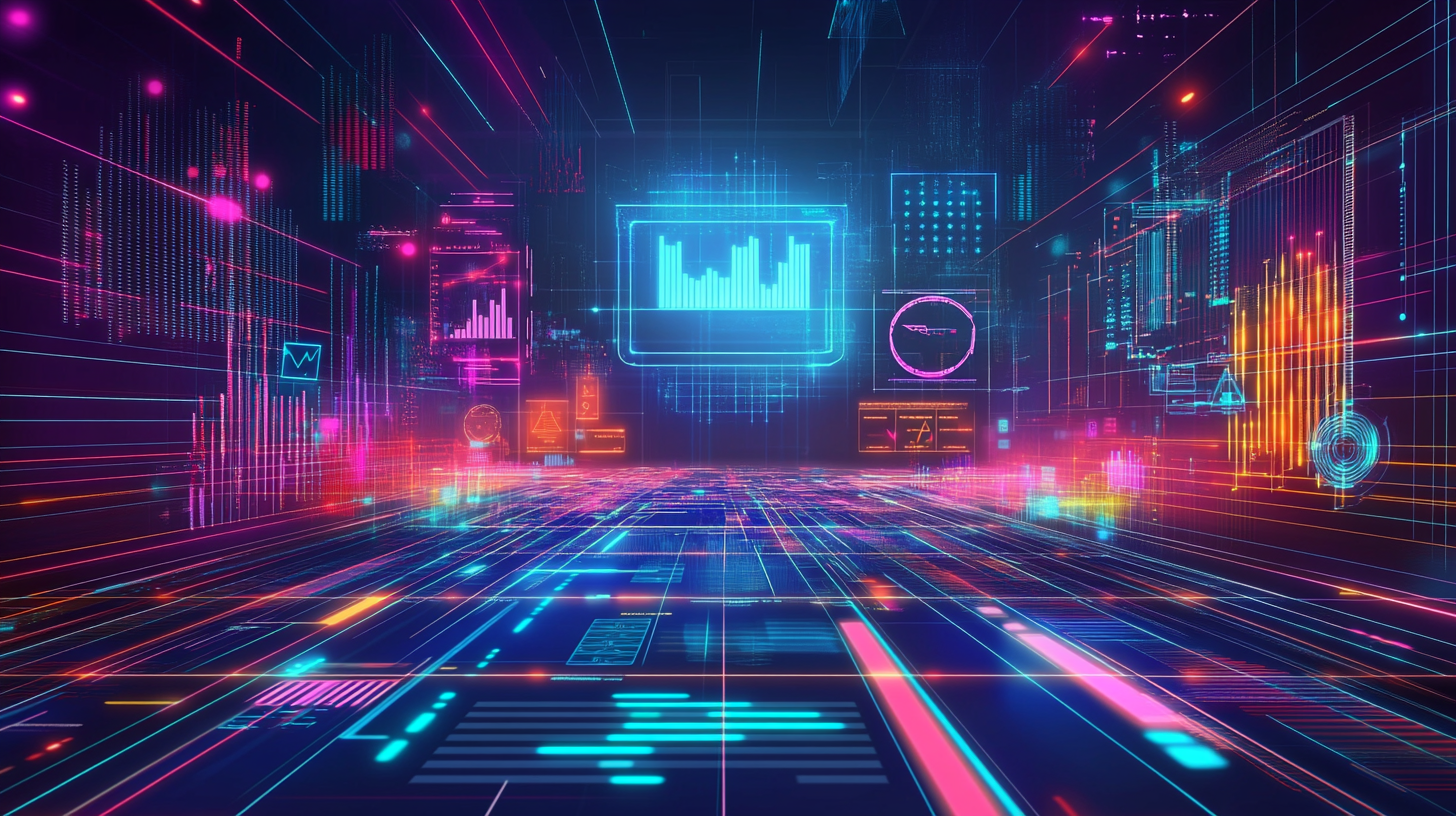 Digital Marketing Innovation: A Futuristic Neon Gridscape