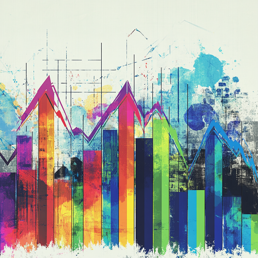 Digital art showing sales and revenue growth graph