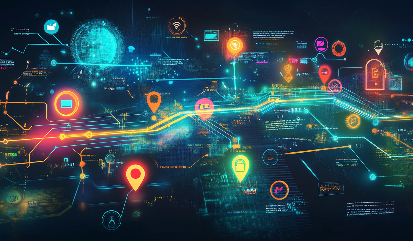 Digital map showing business growth journey through SEO