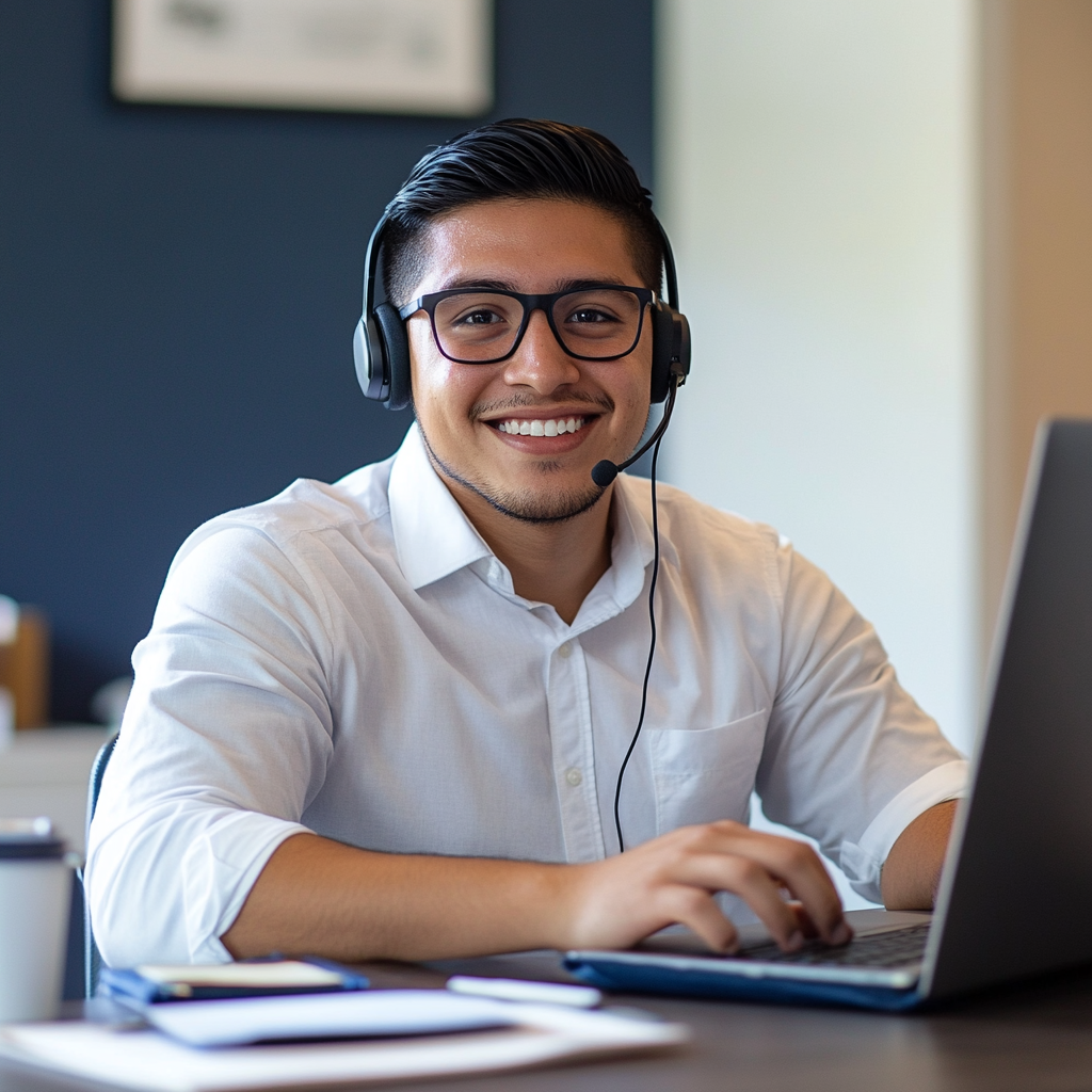 Diligent Latino Customer Service Rep Working from Home