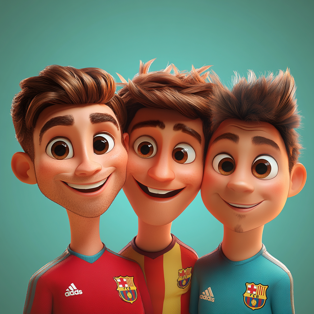 Disney-Pixar image of Ronaldo, Messi and Neymar.