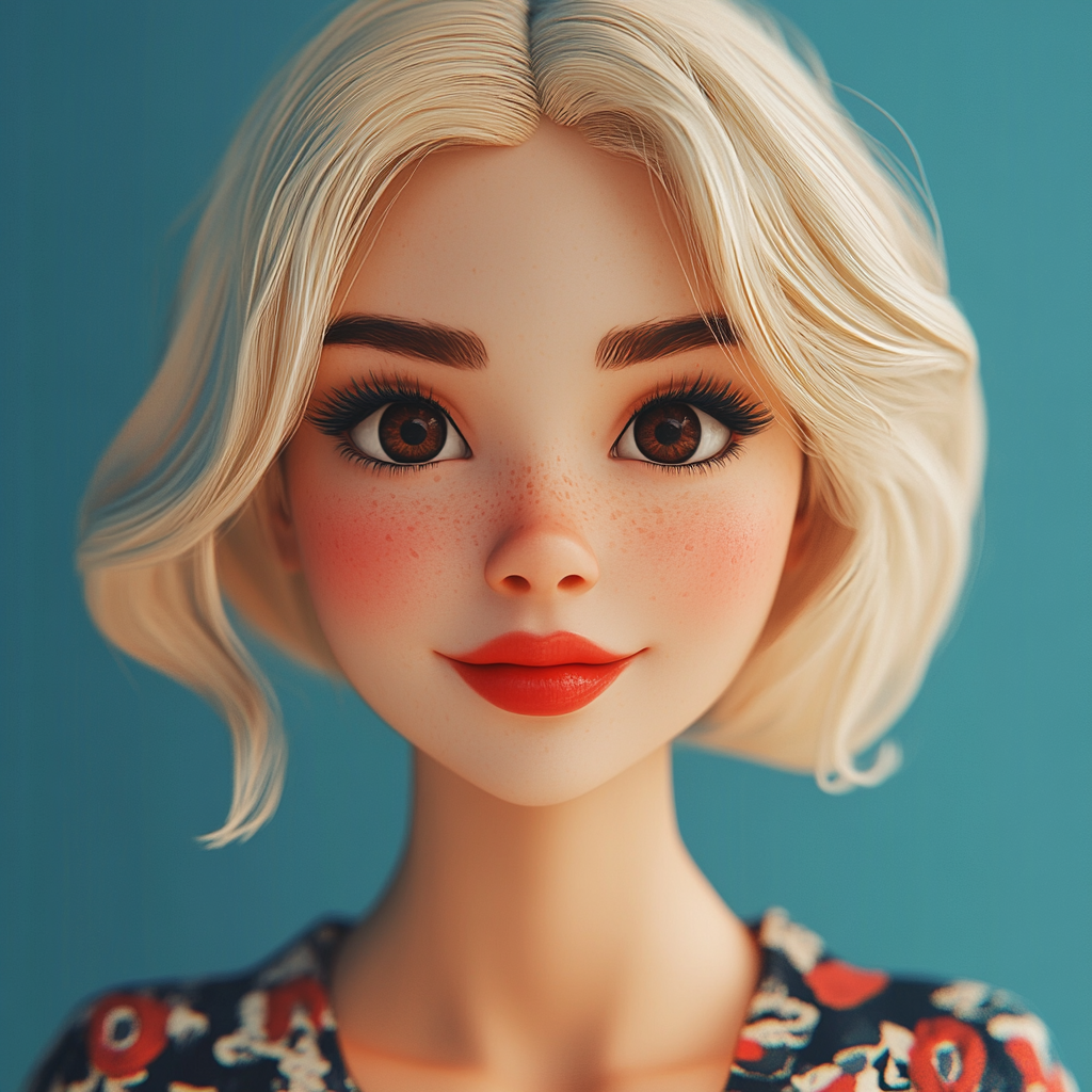 Disney Style 3D Blonde Girl Portrait 