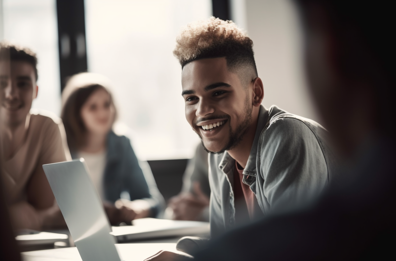 Diverse office team enjoys a moment together