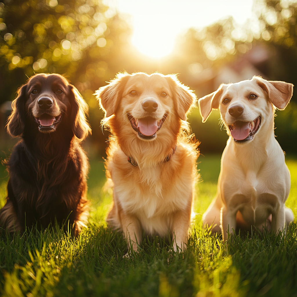 Dogs Enjoying Last Day of Summer in Yard