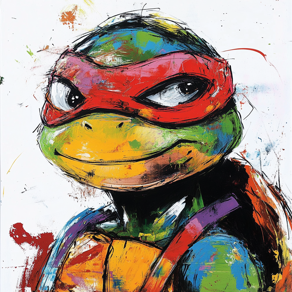 Donatello TMNT painting, high resolution, minimalist design.