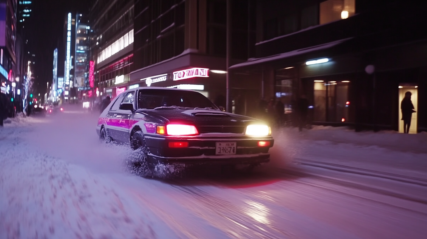 Downtown Wellington Night Bosozoku Car Snow HD