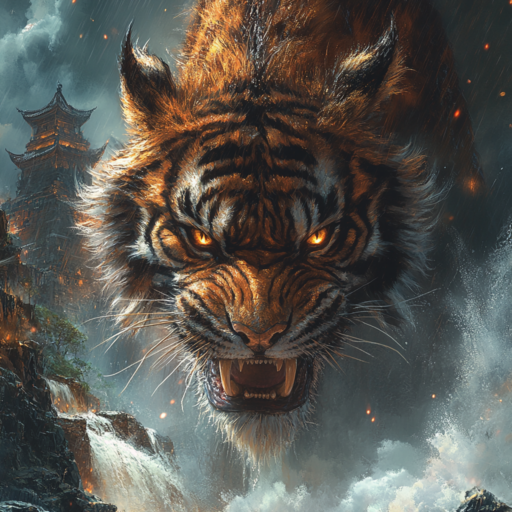 Dragon and tiger face off at ancient temple