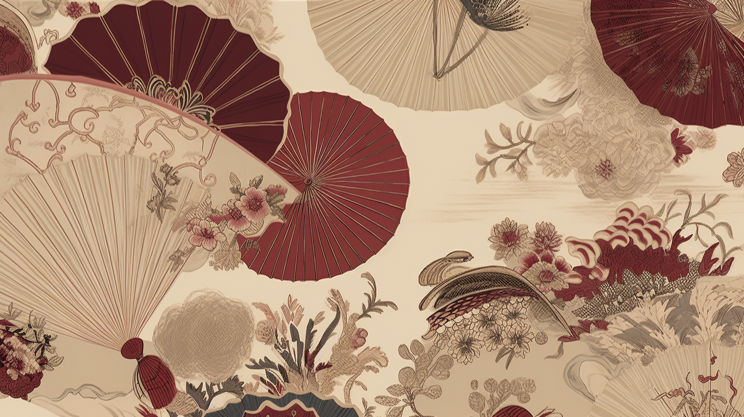 Dragon-themed Asian wallpaper design with lotus flowers