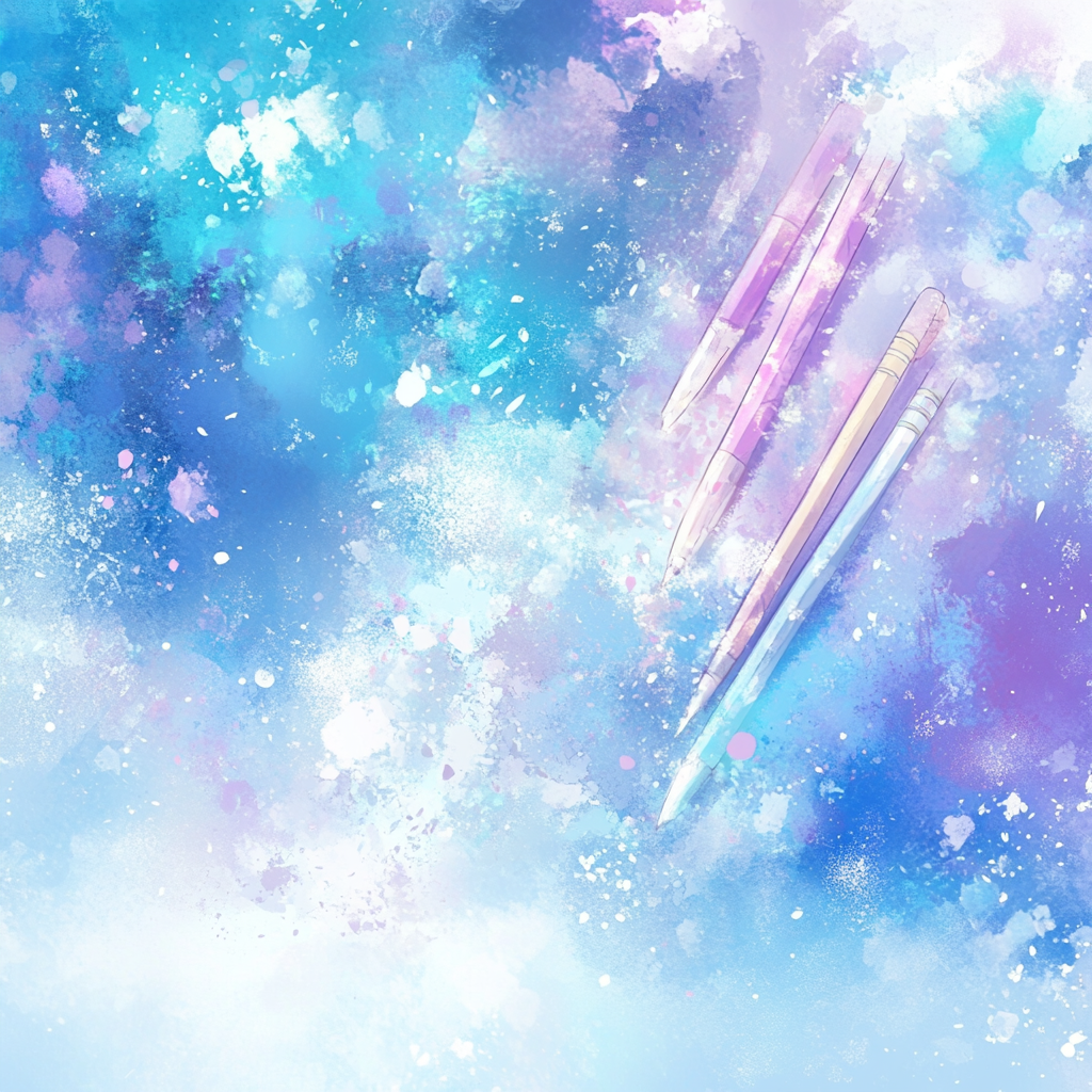 Dreamy, luxurious manga-style background for school pencil cases.