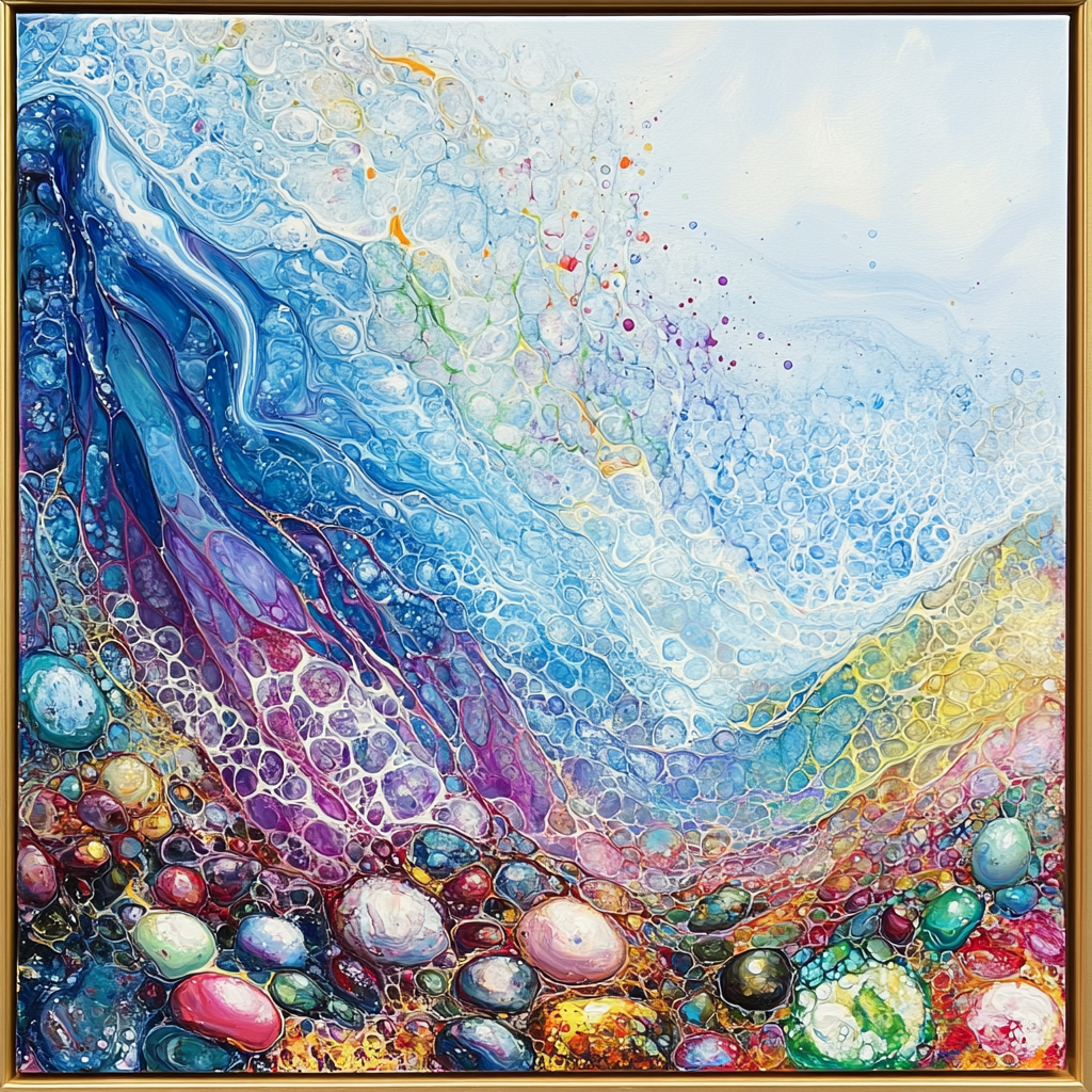 Dreamy Ocean Waves: Colorful Abstract Painting