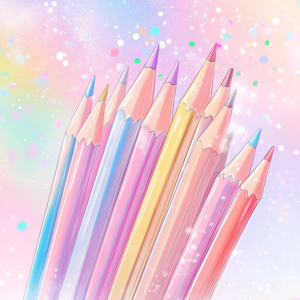 Dreamy manga-style ad background for school pencil cases.