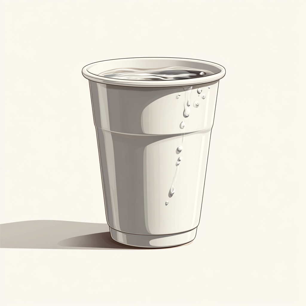 Dripping water from cup in fun cartoon style