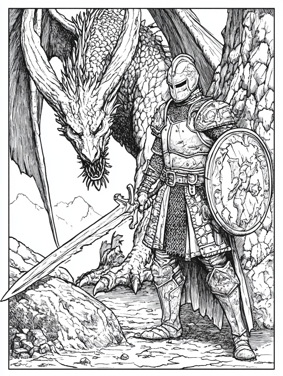 Dungeons and Dragons Coloring Book Page Vector