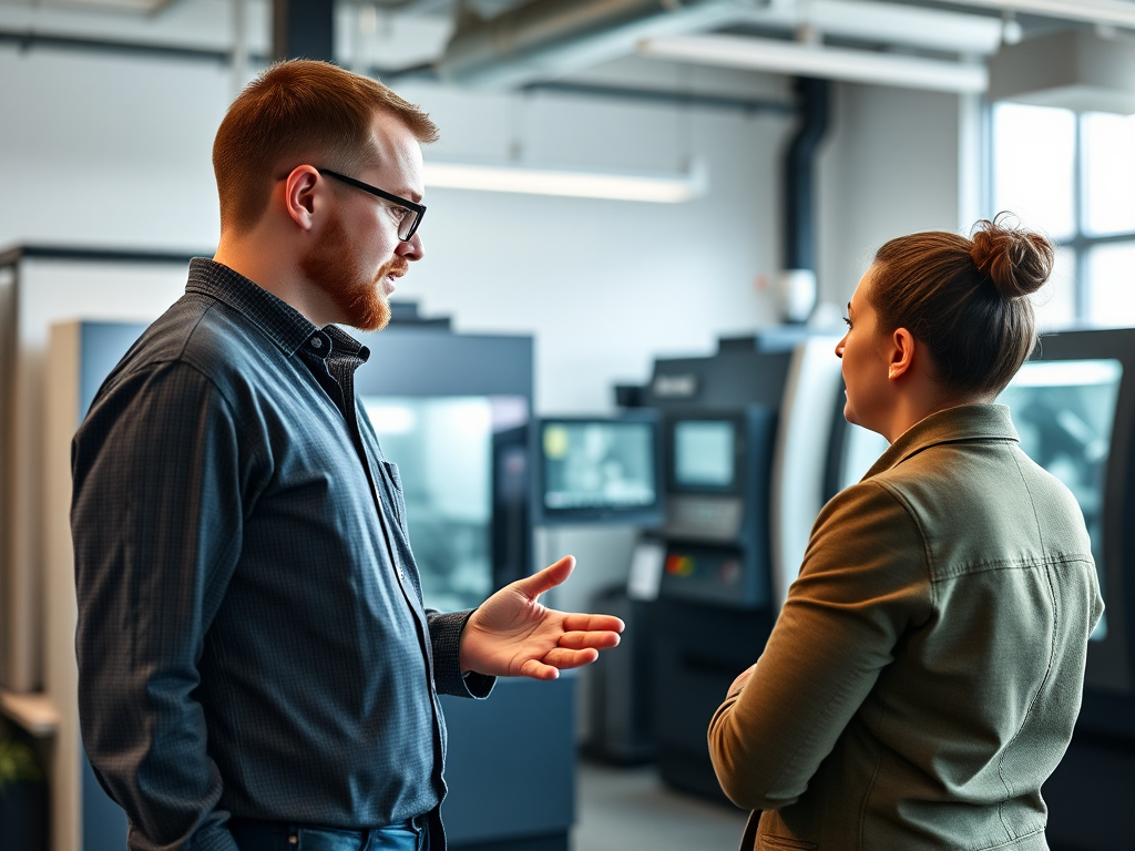 Dutch engineer leading manufacturing training session with two people.