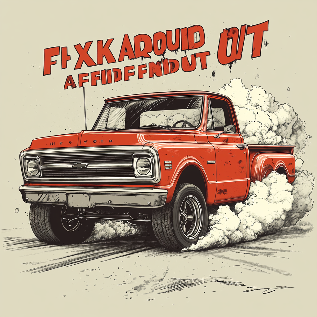 Dynamic Graffiti Style Slogan with Vintage Truck Illustration