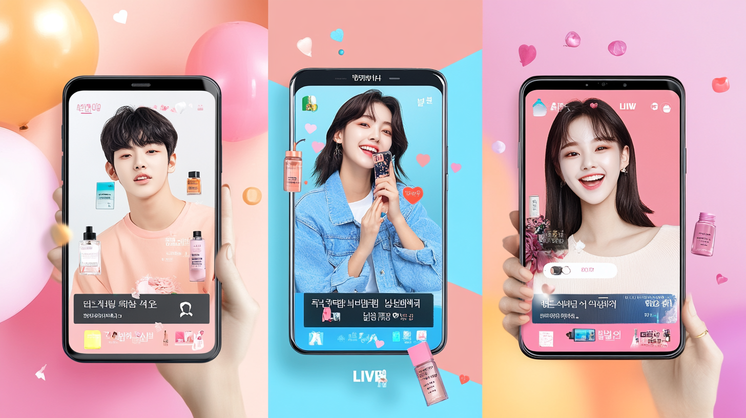 Dynamic Korean Live Commerce Broadcast Collage