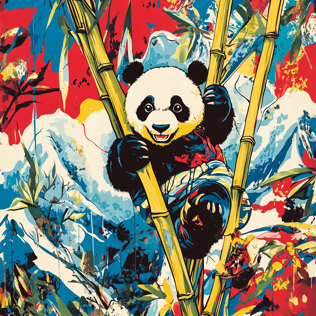 Kung Fu Panda Climbing Bamboo Stalks